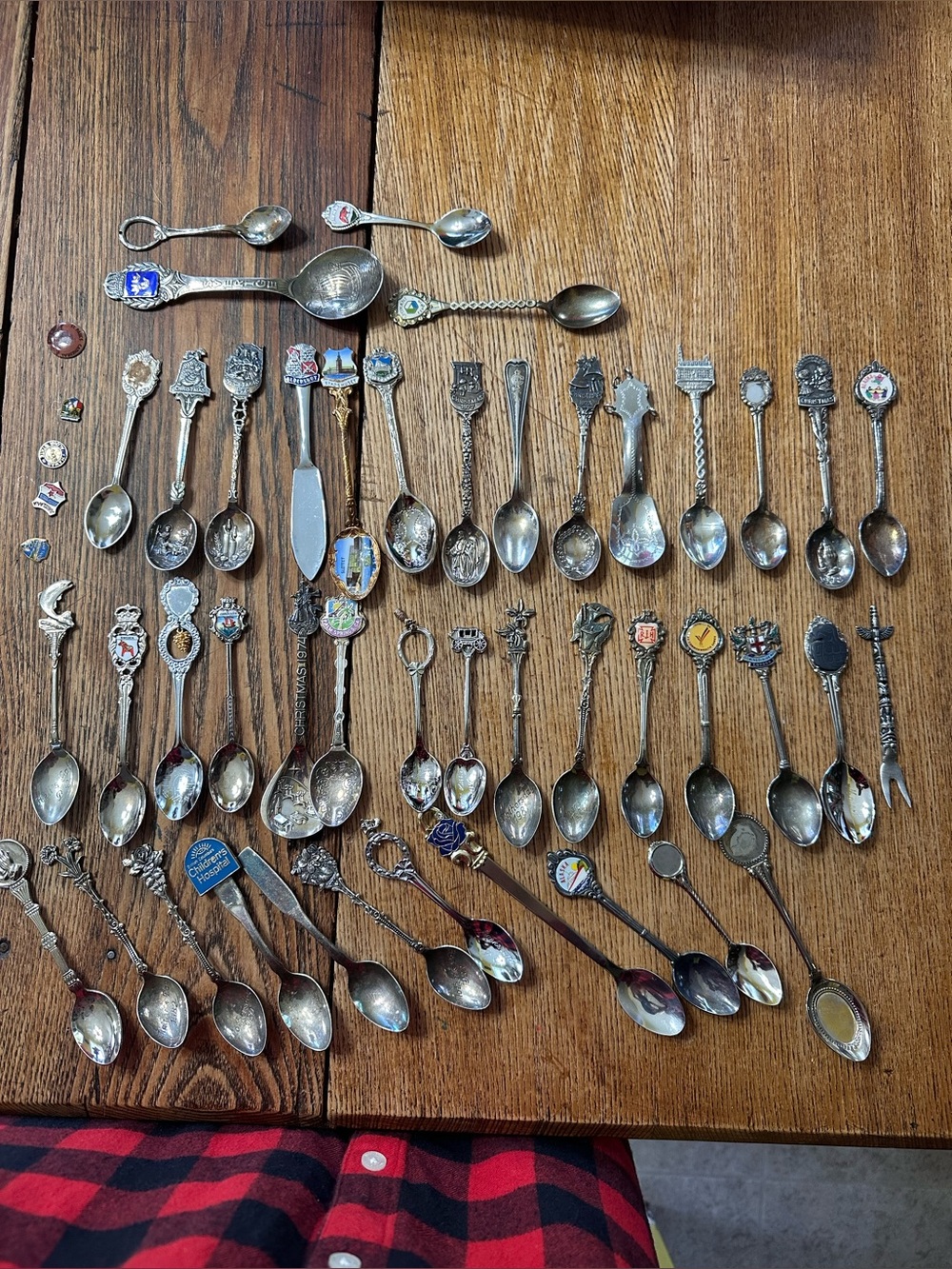 42 Pc Vintage Souvenir Spoon & Small Utensil Lot Silver Tone Collectible Mixed